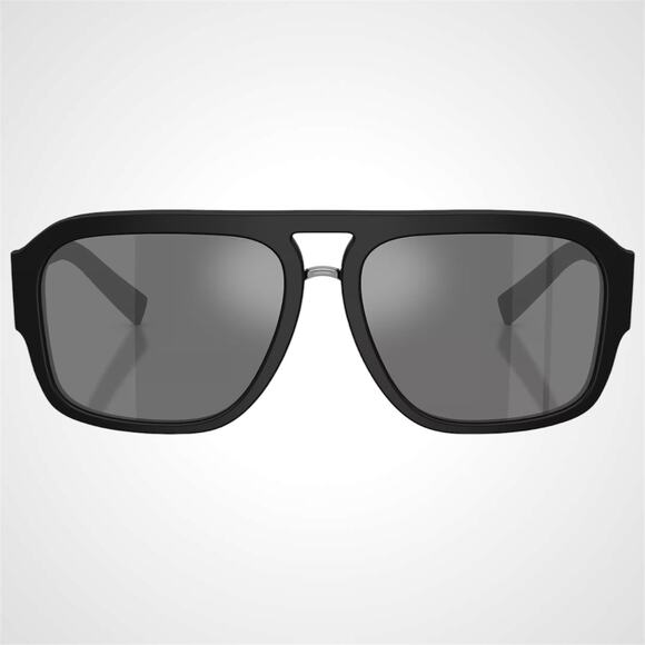 New Dolce & Gabbana Sunglasses Black Matte Aviator Pilot Gray Mirror Black Lens - Picture 2 of 6